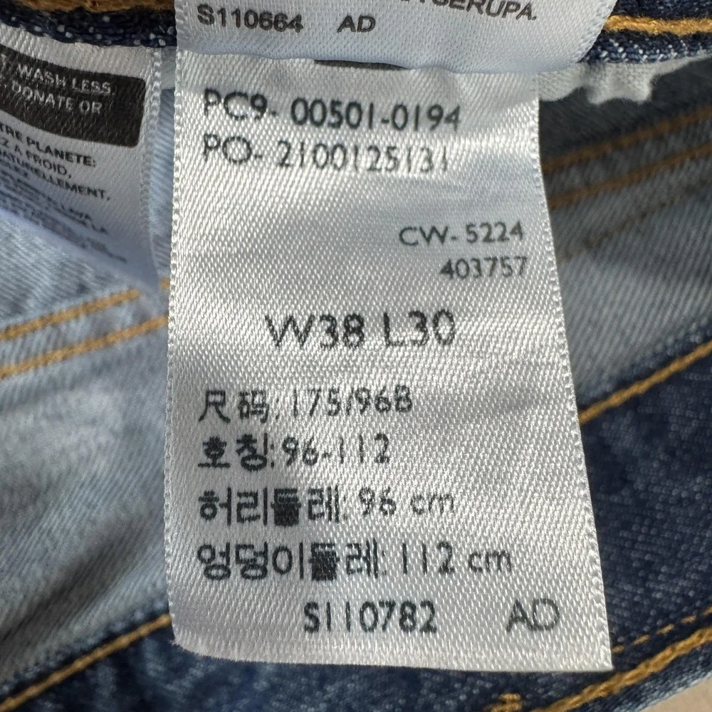 Levis 501 Jeans Mens 38x30 Blue Dark Wash Straight Denim Regular Fit Cotton‎